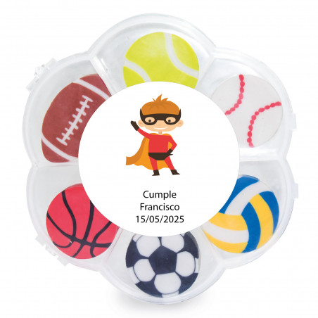 Gommes avec différentes formes de ballons de sport avec adhésif pour personnaliser l événement