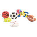 Gommes avec différentes formes de ballons de sport avec adhésif pour personnaliser l événement
