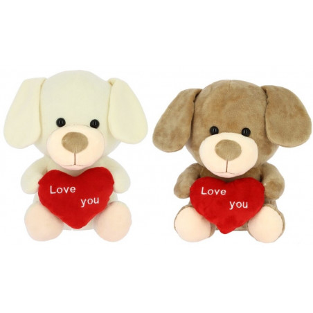 Peluche chien avec coeur