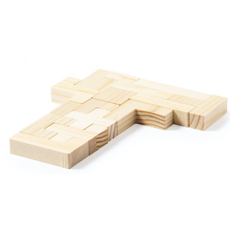 Puzzle tetris en bois présenté dans une boîte