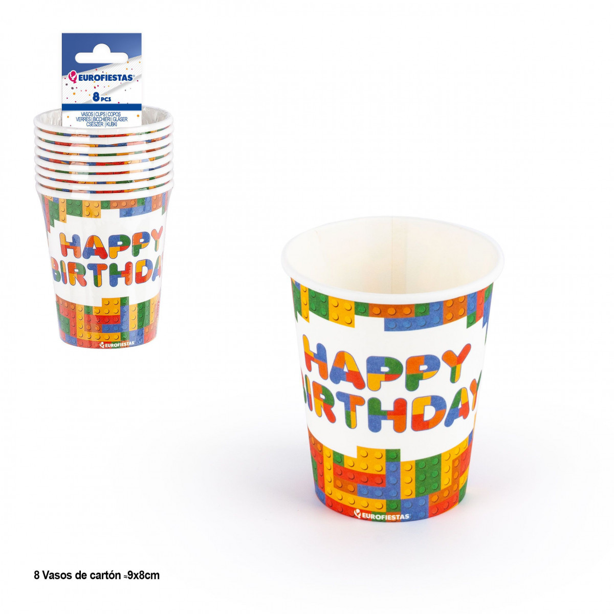 Pack de 8 gobelets jetables anniversaire