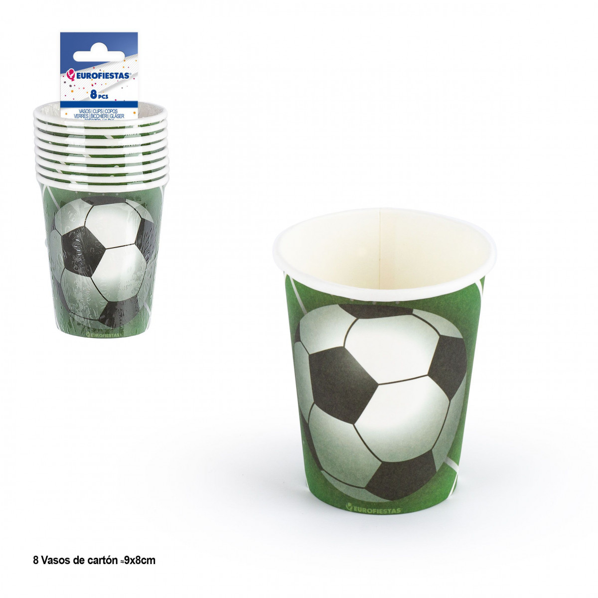 Pack de 8 gobelets jetables football