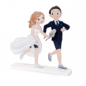 Figure en bois des mariés coureurs de running