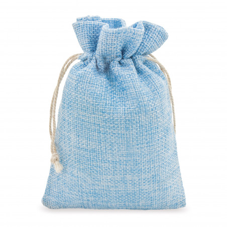 Foulard en toile de jute couleur ciel avec adhésif à personnaliser avec une image