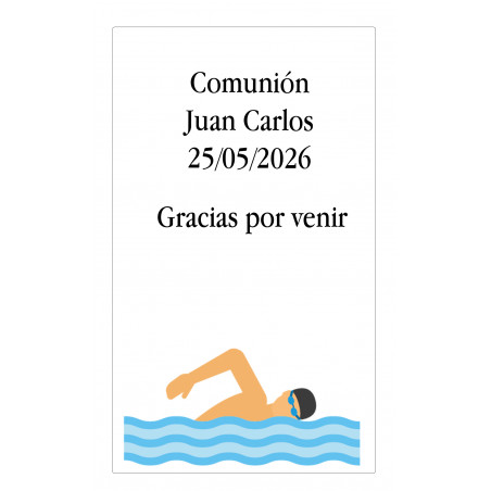 Grand autocollant personnalisé motif natation avec texte