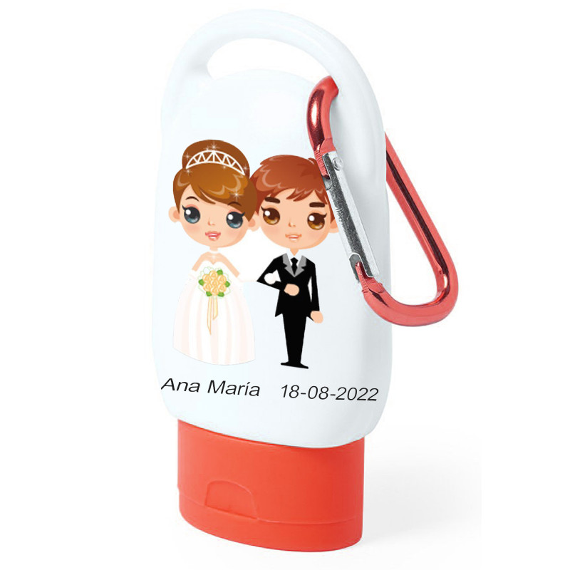Crème solaire en petit pot avec autocollant de mariage personnalisé
