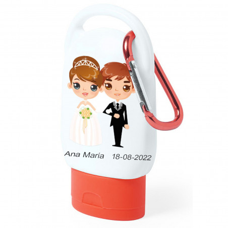 Crème solaire en petit pot avec autocollant de mariage personnalisé