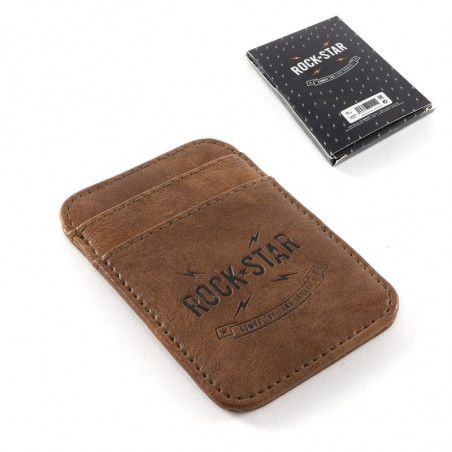Porte-cartes pour homme en simili cuir couleur marron