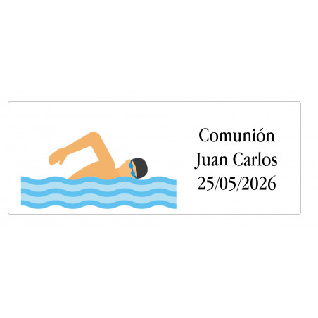 Sticker de natation rectangulaire personnalisé avec nom et date