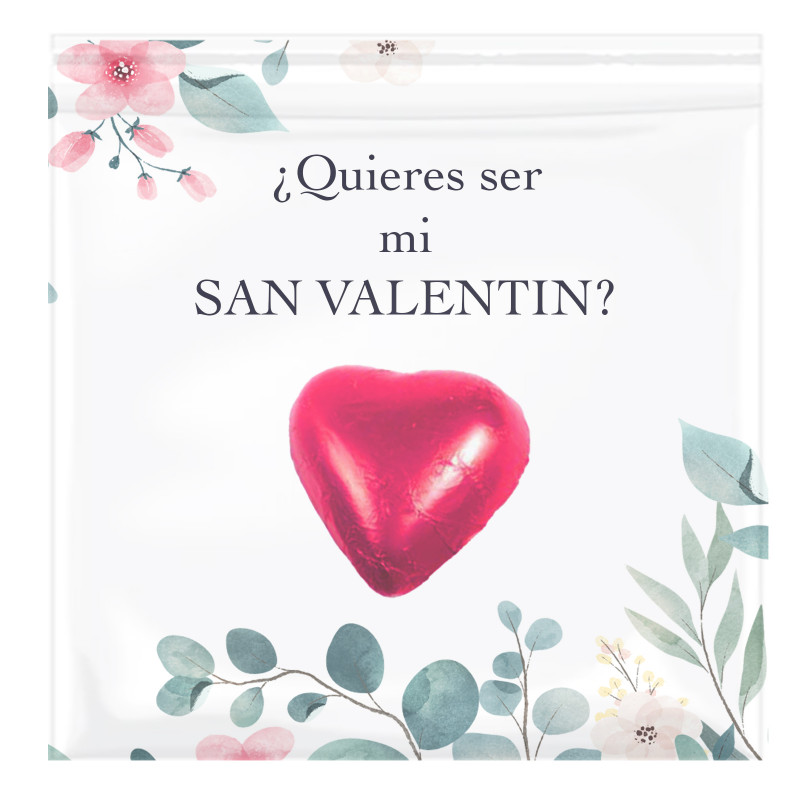 Carte avec bonbon en forme de cœur pour la Saint-Valentin personnalisée