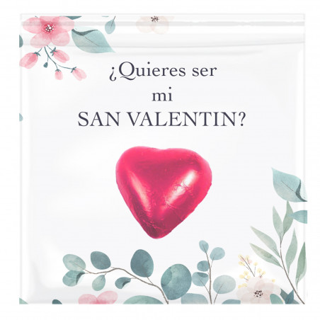 Carte avec bonbon en forme de cœur pour la Saint-Valentin personnalisée