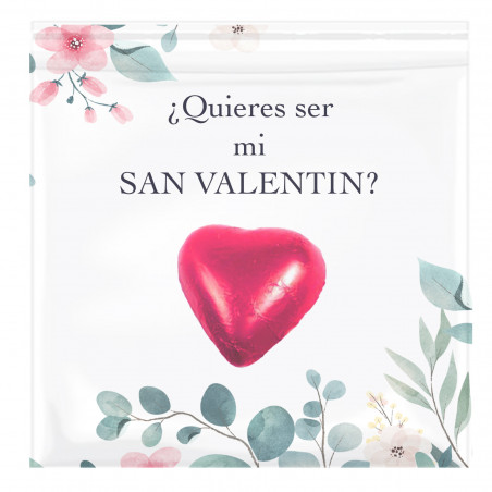 Carte avec coeur en chocolat pour la saint valentin