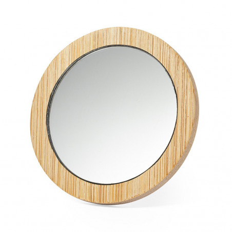 Miroir de poche en bois avec pochette de présentation rustique