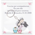 Porte-clés mariés fraîchement mariés avec carte personnalisée