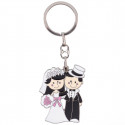Porte-clés mariés fraîchement mariés avec carte personnalisée