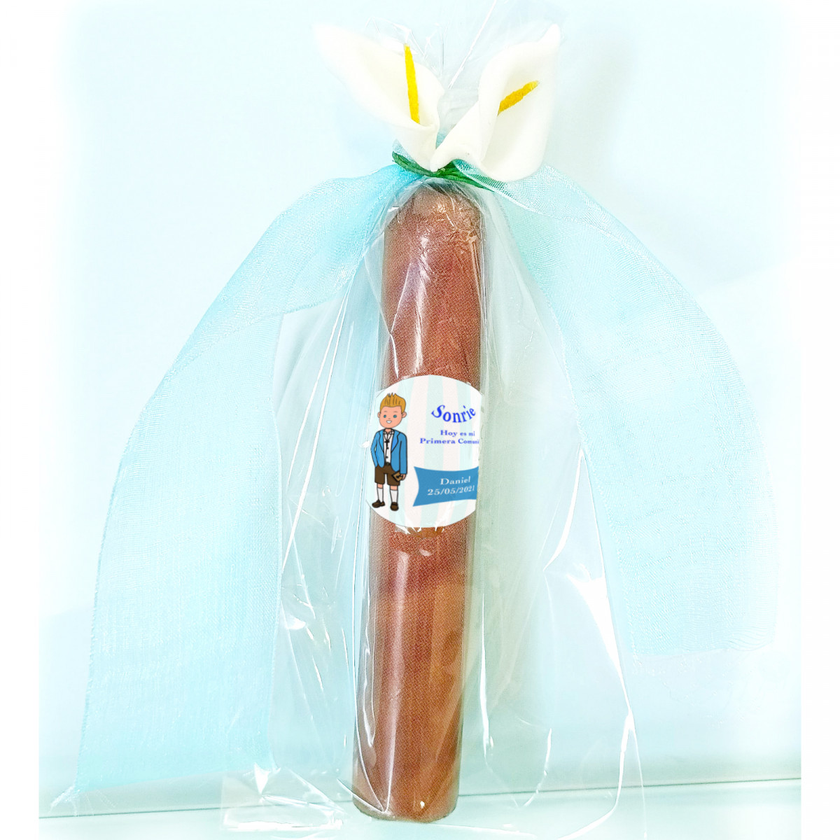 Pack de 40 cigares au chocolat avec des autocollants de communion personnalisables