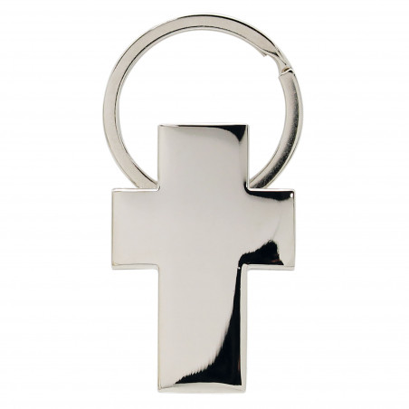 Porte clés croix de communion pour enfants avec adhésif personnalisé présenté dans une boîte