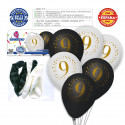 Ballons imprimés 9 noir blanc