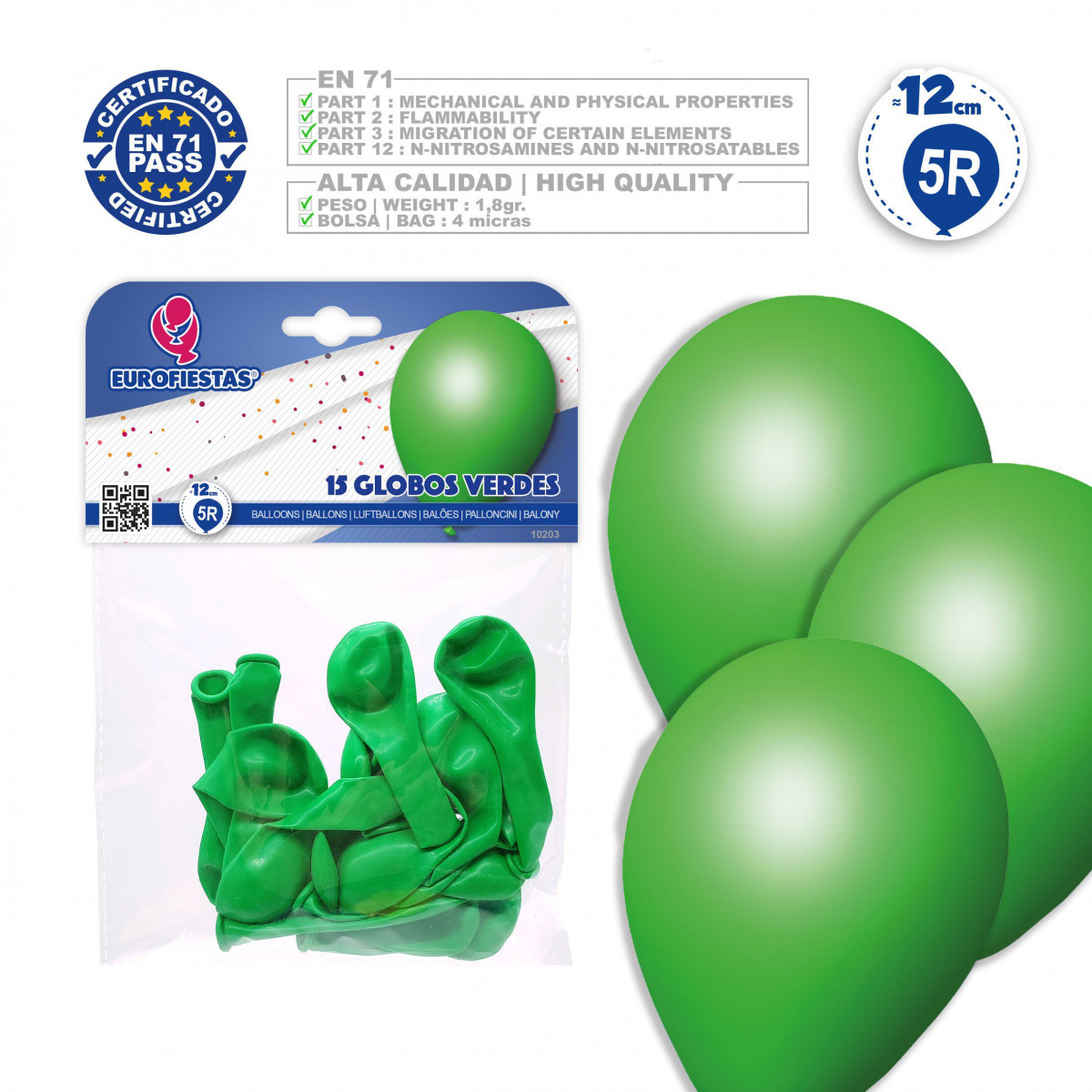 Ballons 5r 15 verts
