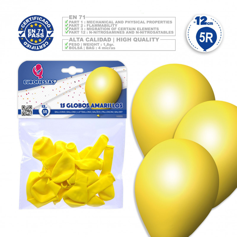Ballons 5r 15 jaunes