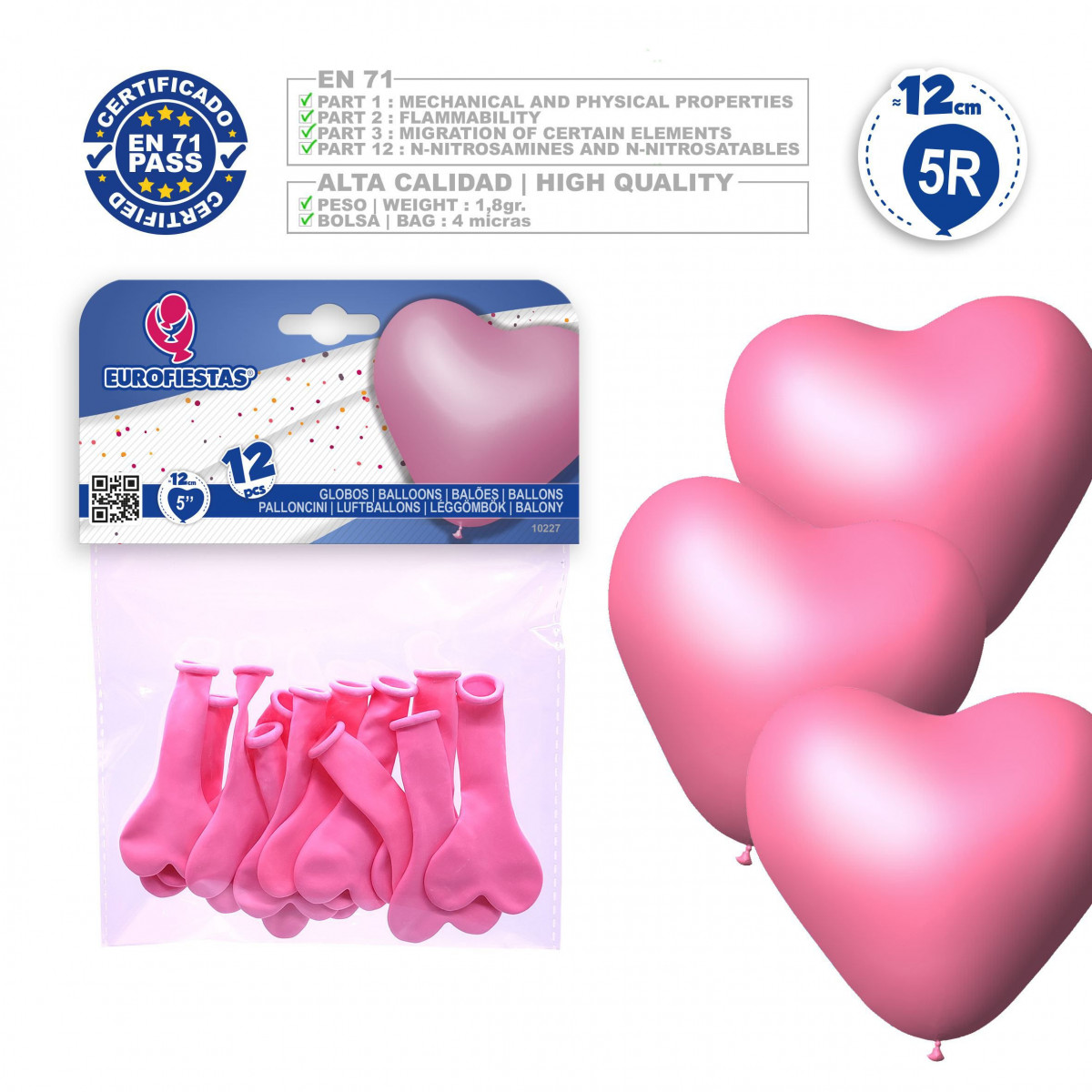 Ballons 5r 12 coeur rose
