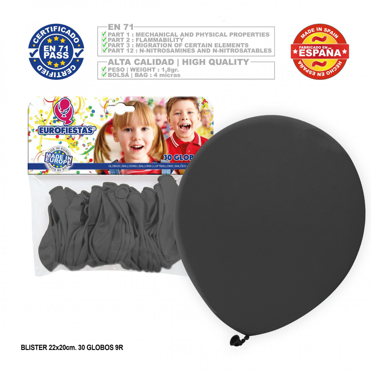Ballons noirs 30u