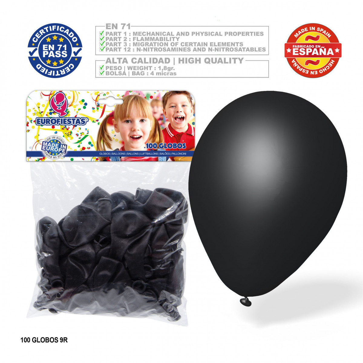 Ballons noirs 100u
