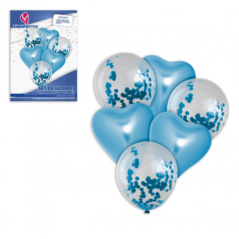 Ensemble de ballons chrome cœur bleu.