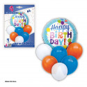 Ensemble de ballons joyeux anniversaire bleu orange.