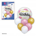 Ensemble de ballons heureux or et rose.