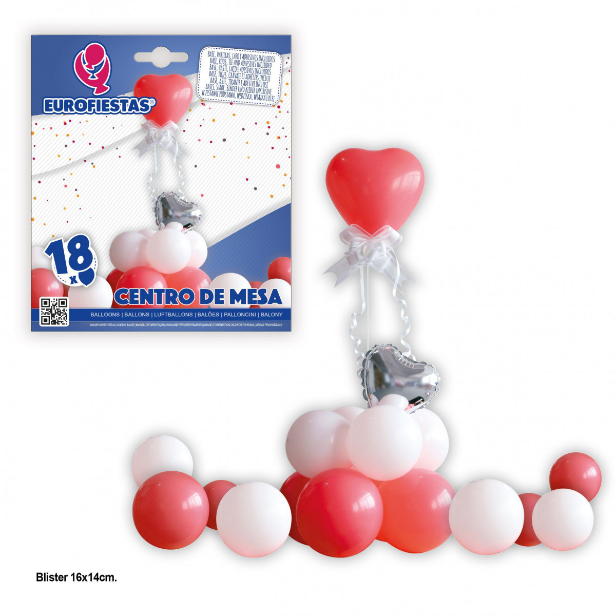 Ensemble de ballons en forme de cœur rouge et blanc