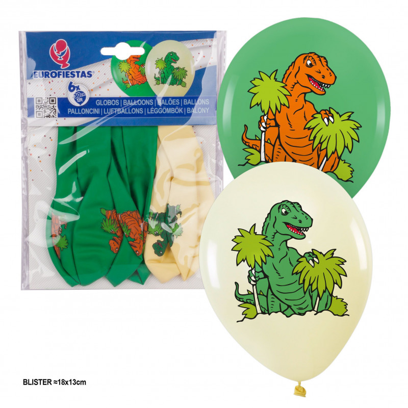Globe imprimé 6 dinosaures verts