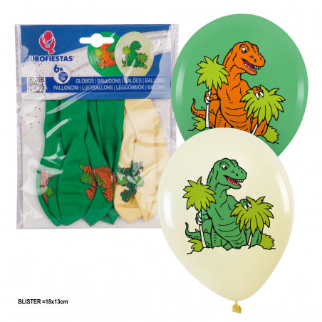 Globe imprimé 6 dinosaures verts