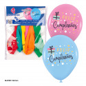 Ballons 6 couleurs imprimés cadeau joyeux anniversaire et pois