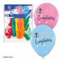 Ballons 6 imprimés couleurs joyeux anniversaire avec des pois