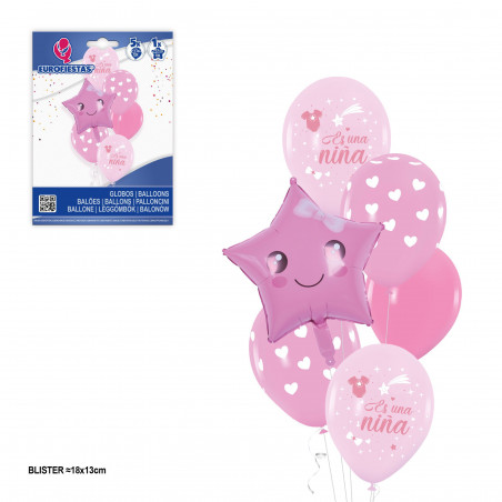 Ensemble de ballons étoiles sourire c'est une fille