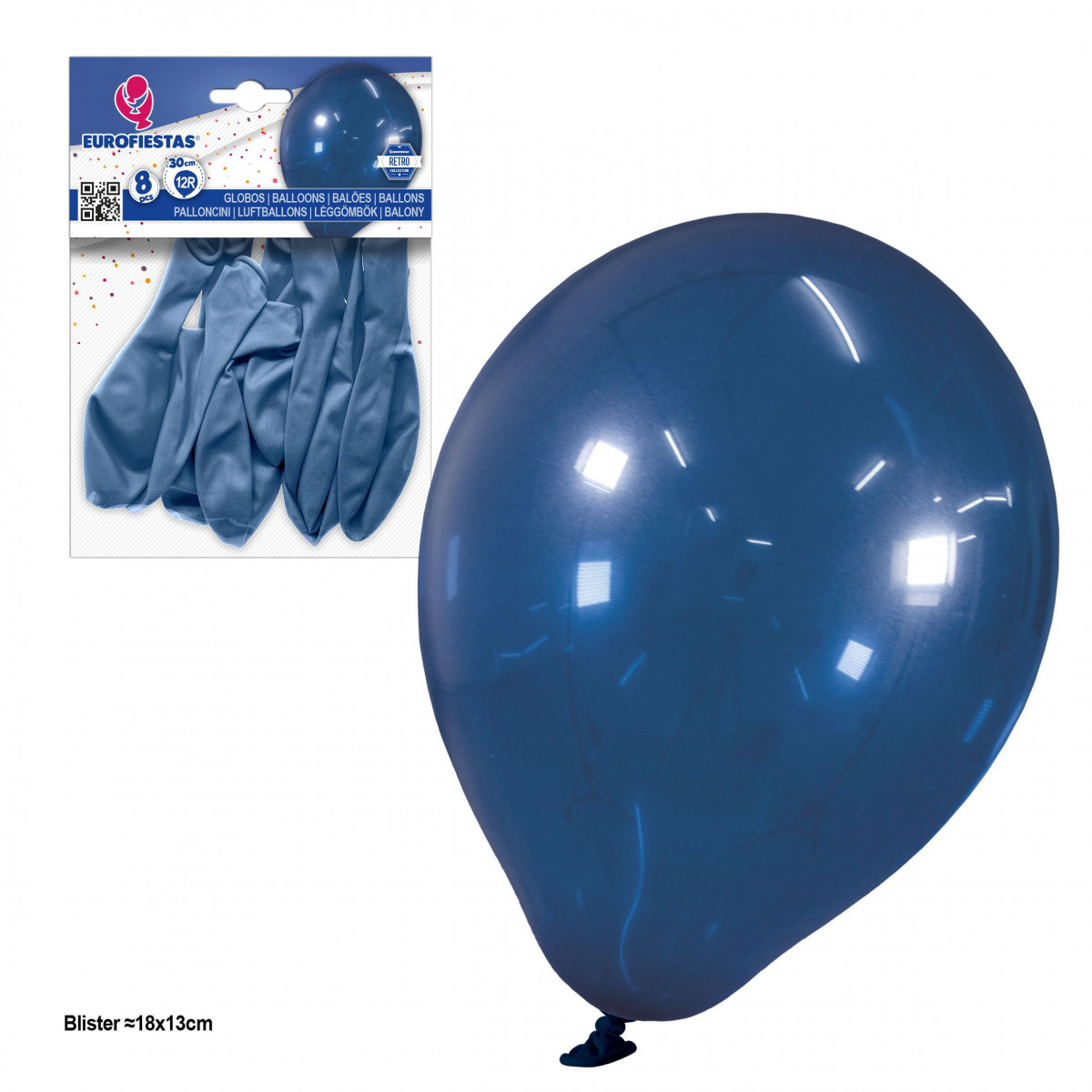 Ballons 12r 2 8g 8pcs rétro bleu nuit