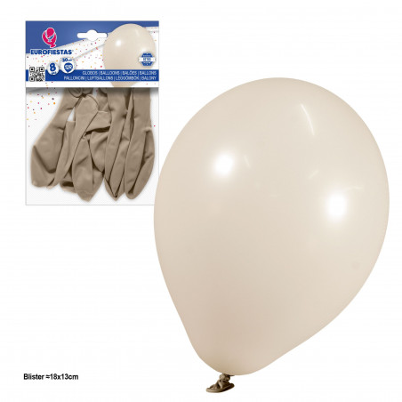 Ballons 12r 2 8g 8pcs agate grise rétro