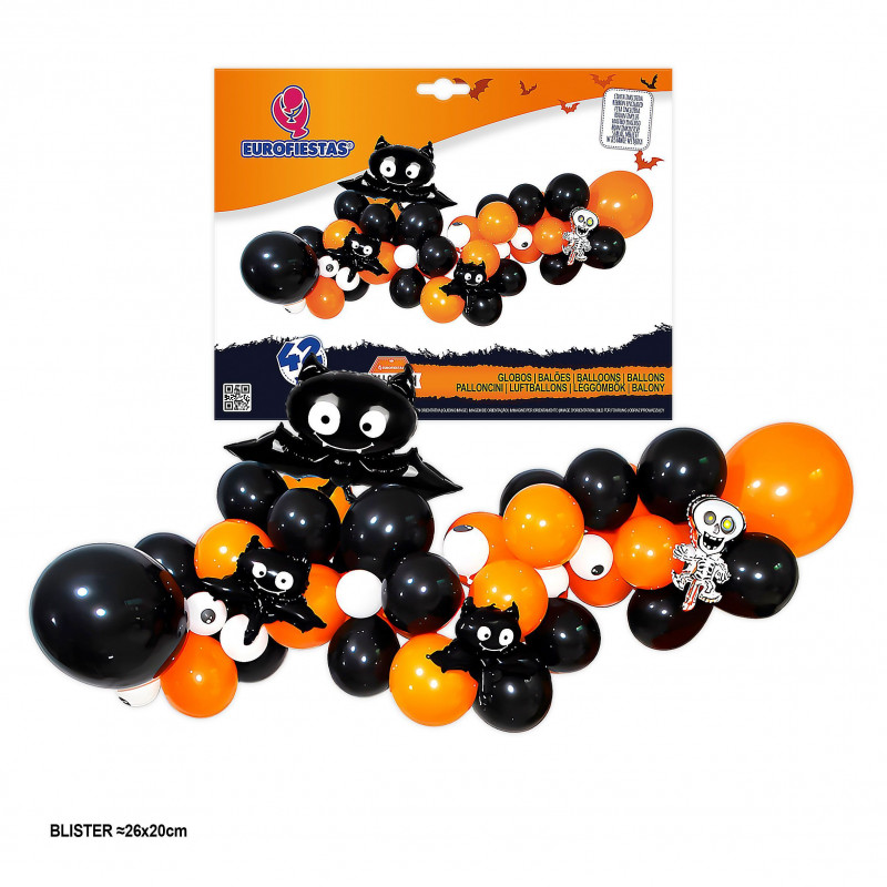 Nuage de ballons Halloween 42 pièces chauve-souris