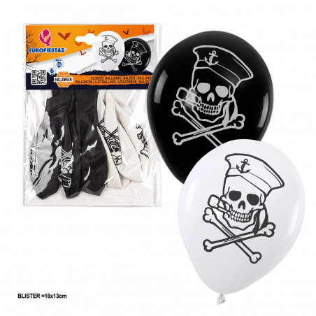 Ballons d'Halloween 6 pièces crâne de marin