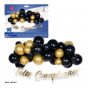 Ensemble de ballons nuage 28pcs noir et or avec guirlande joyeux anniversaire or.