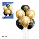 Ensemble de ballons 12r 6pcs or et noir joyeux anniversaire 40