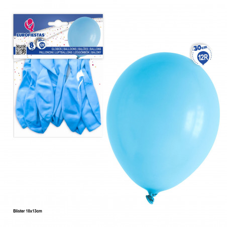 Ballons 12r 8pcs bleu clair
