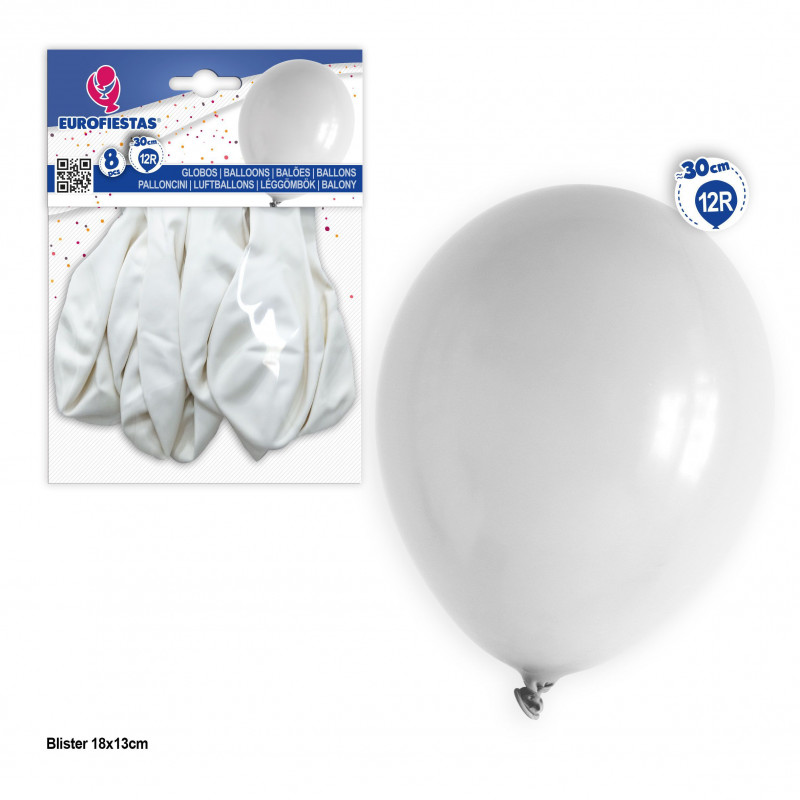 Ballons 12r 8pcs blanc