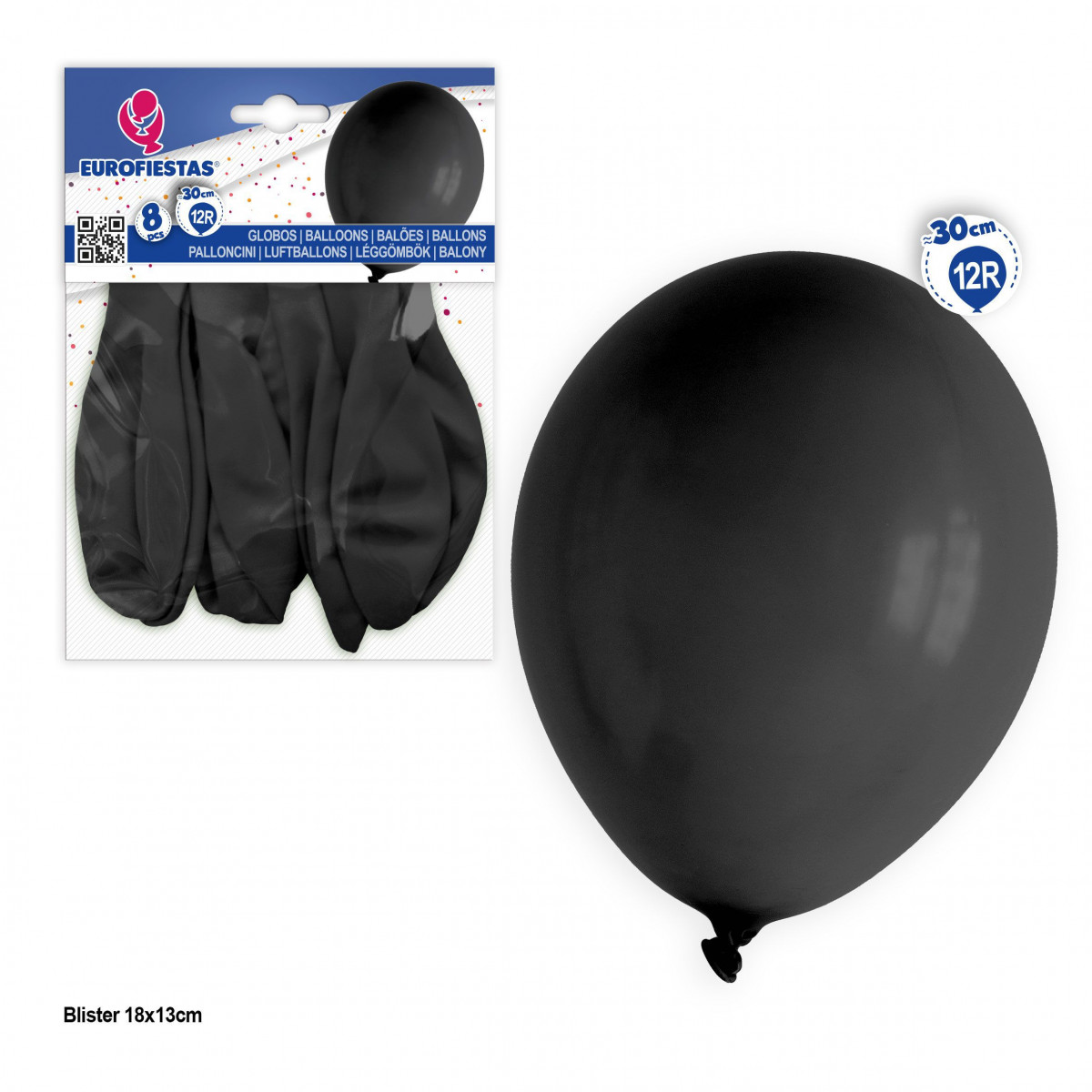 Ballons 12r 8pcs noirs