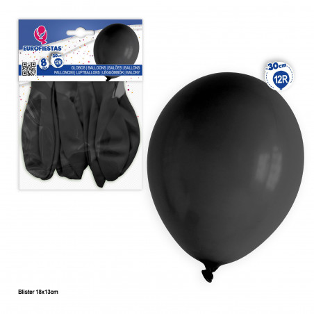 Ballons 12r 8pcs noirs