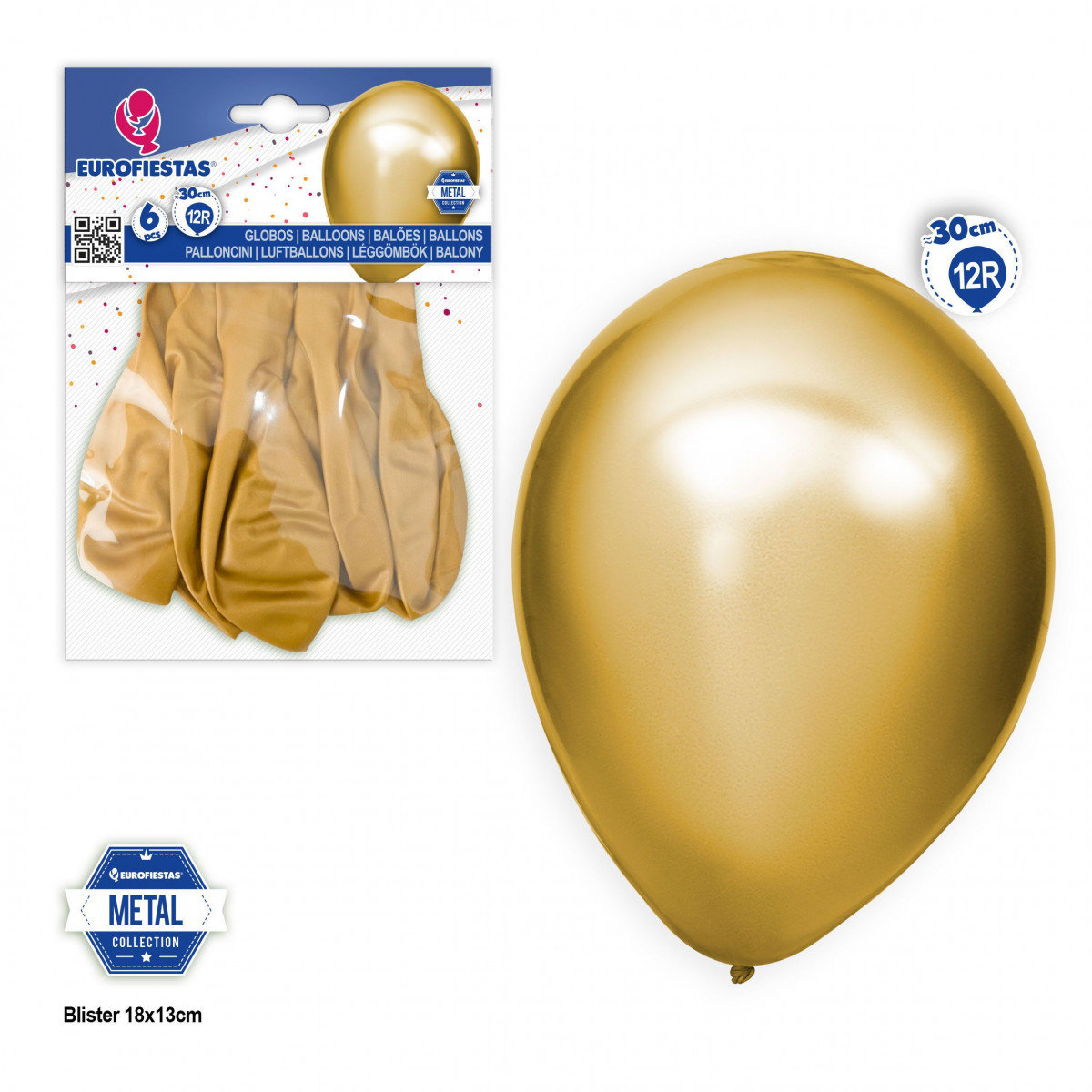 Ballons 12r 6pcs métal doré