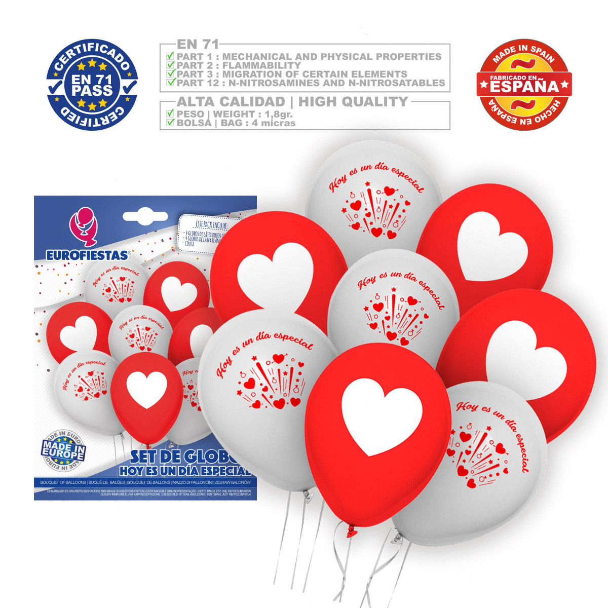 Ensemble de ballons jour spécial rouge blanc.
