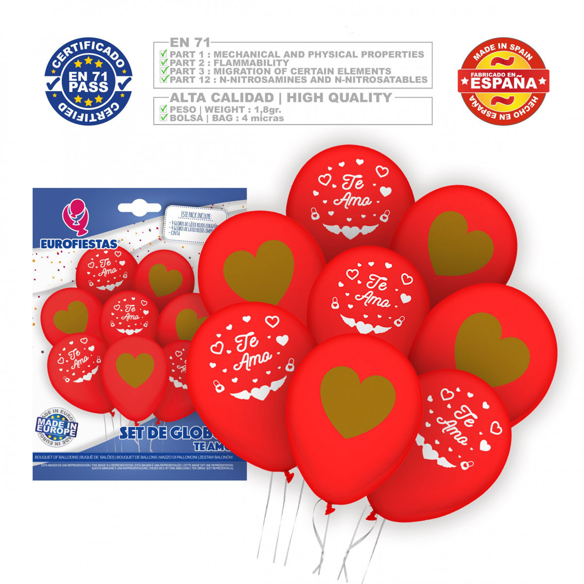 Ensemble de ballons rouges « Je t'aime »