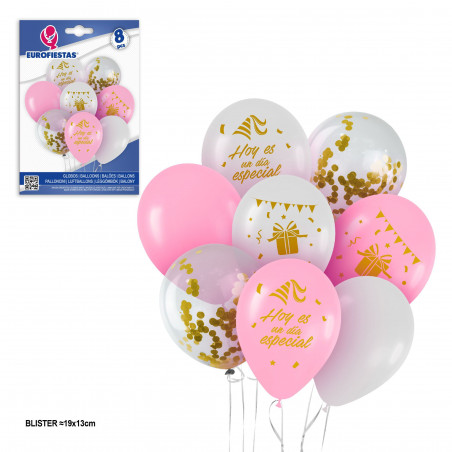 "Ensemble de ballons ltx rose blanc jour spécial"